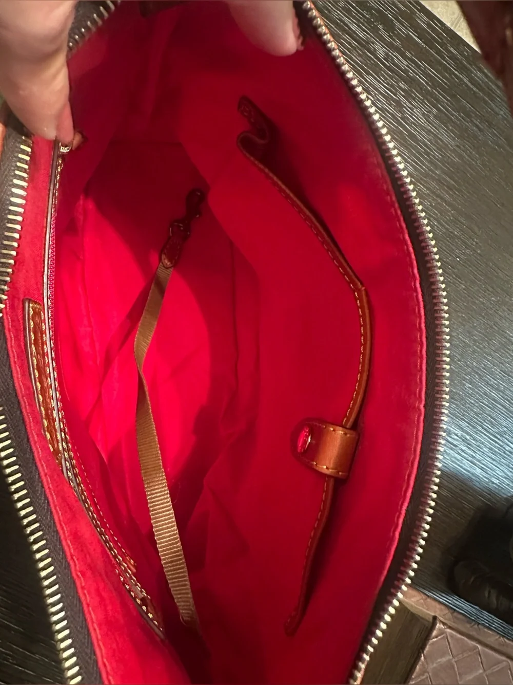 Dooney Bourke Brown Gretta DB Logo Monogram Hobo Shoulder Bag